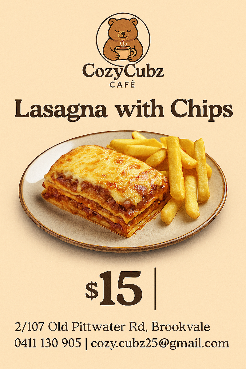 Menu, Cozy Cubz Cafe