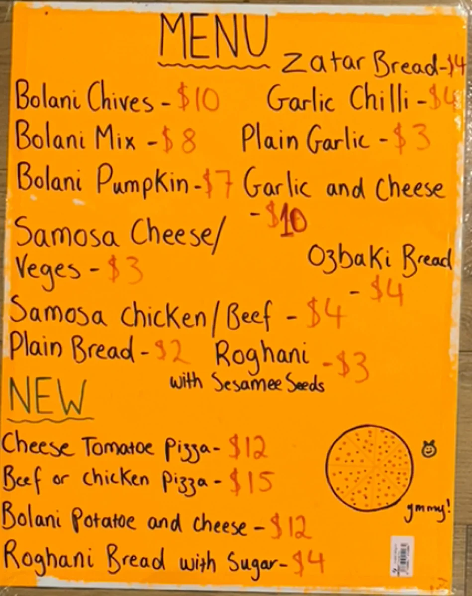 Menu, The Bread Shop