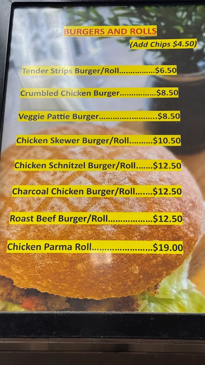 Menu, Mamta's Chicken & Bula Cafe