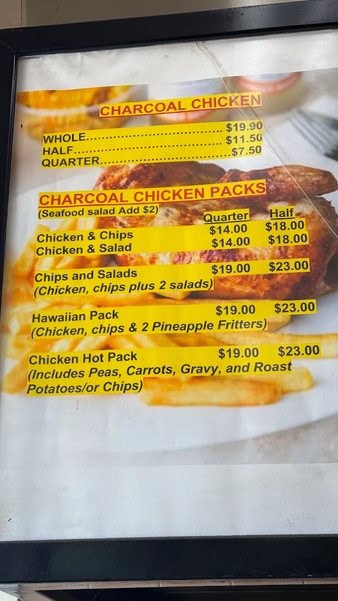 Menu, Mamta's Chicken & Bula Cafe