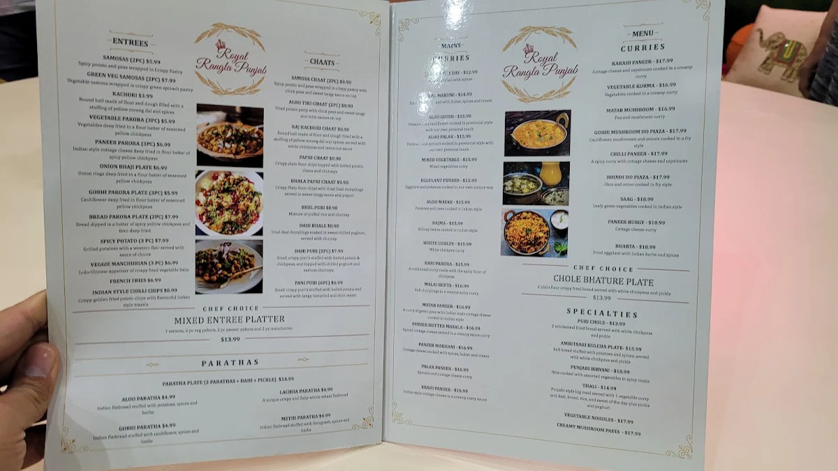 Menu, Royal Rangla Punjab (Royal Sweets)