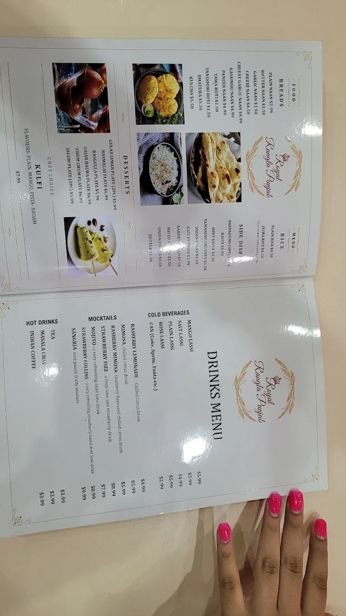 Menu, Royal Rangla Punjab (Royal Sweets)