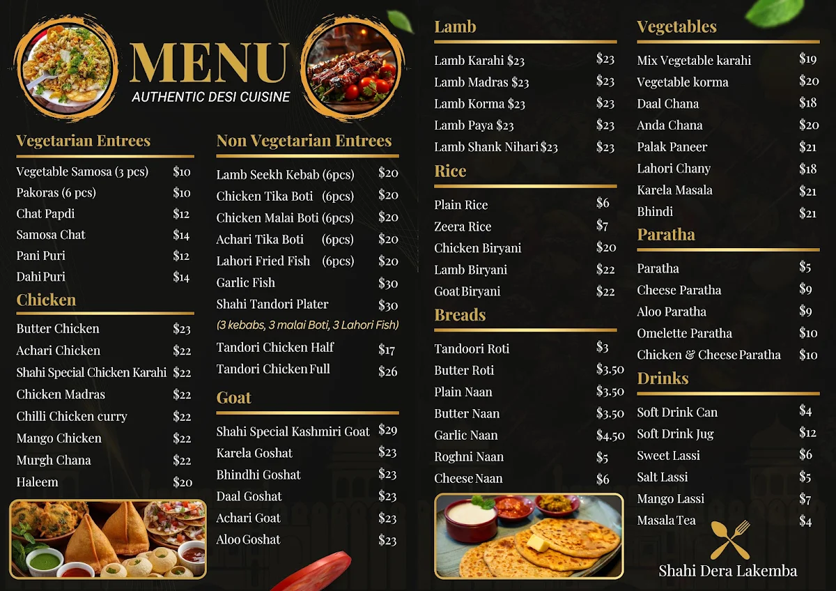 Menu, Shahi Dera
