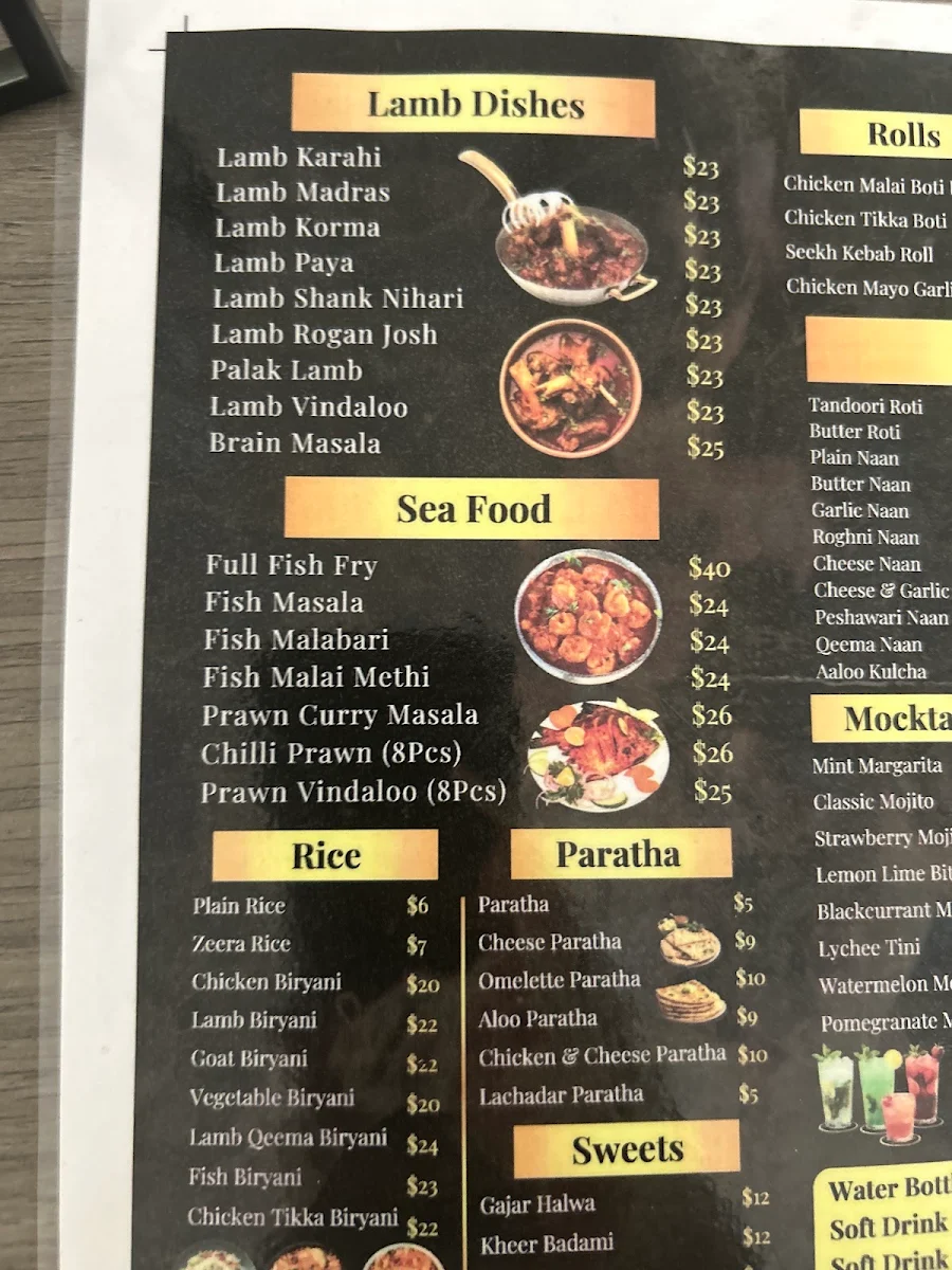 Menu, Shahi Dera