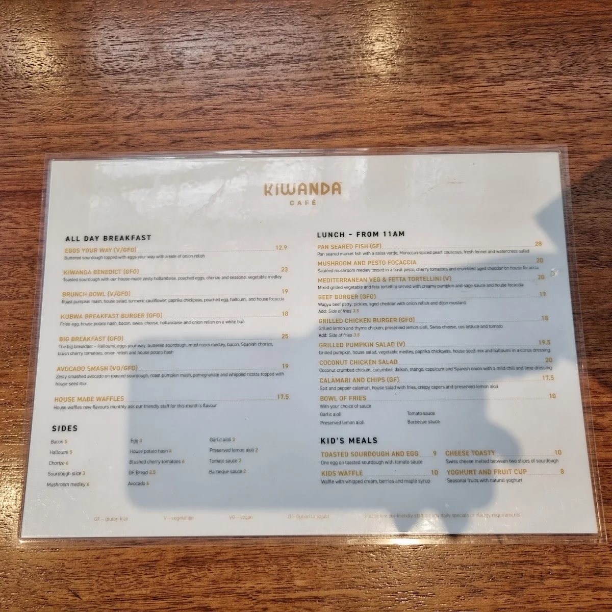 Menu, Zarraffa's Coffee Factory Direct