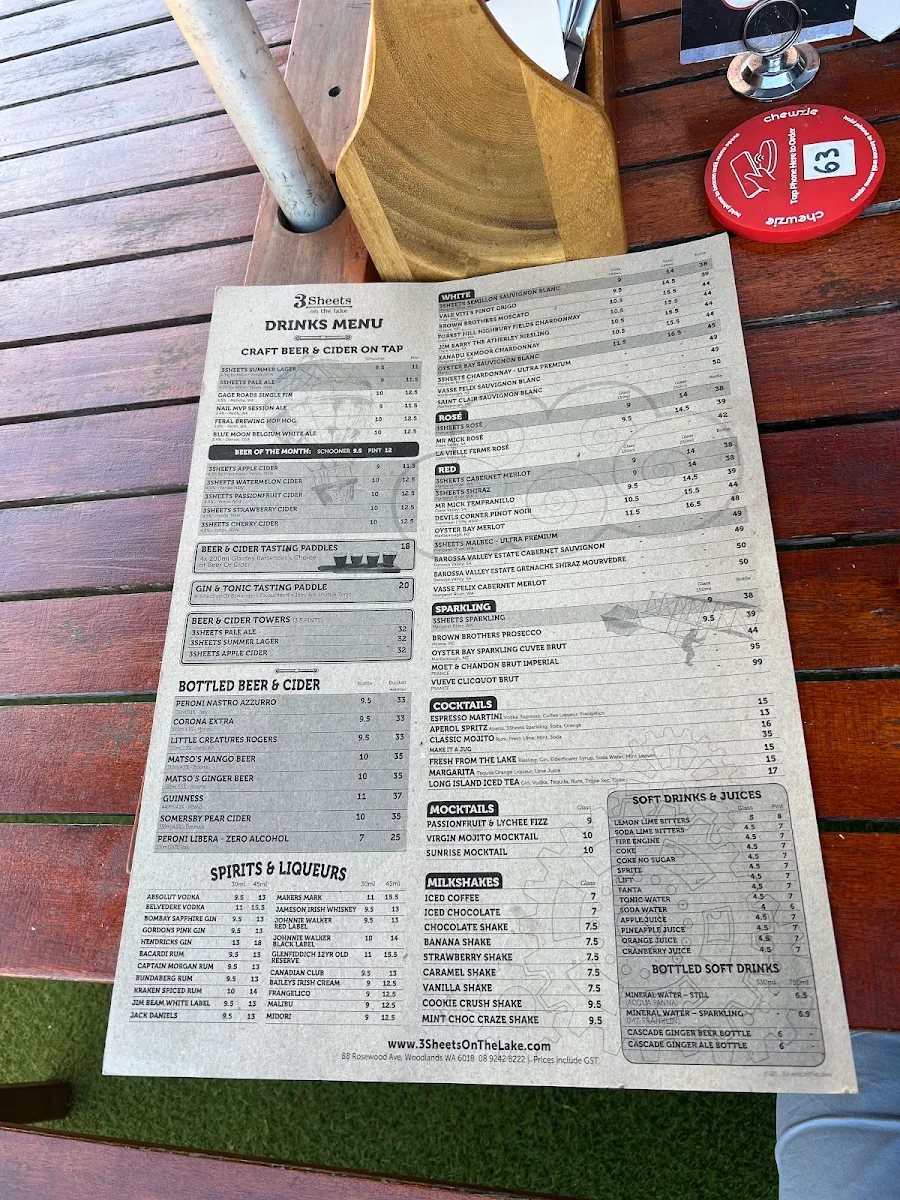 Menu, Jackadders Restaurant