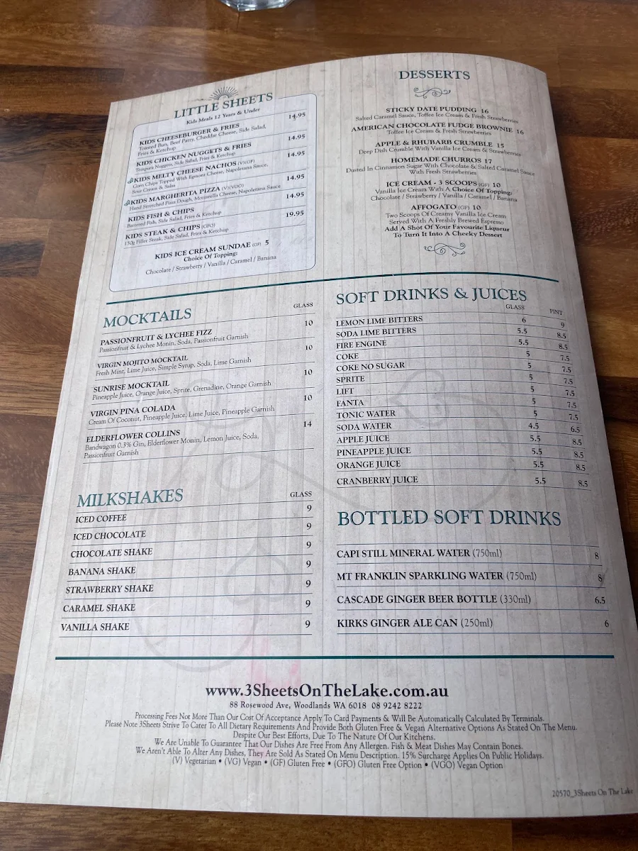 Menu, Jackadders Restaurant