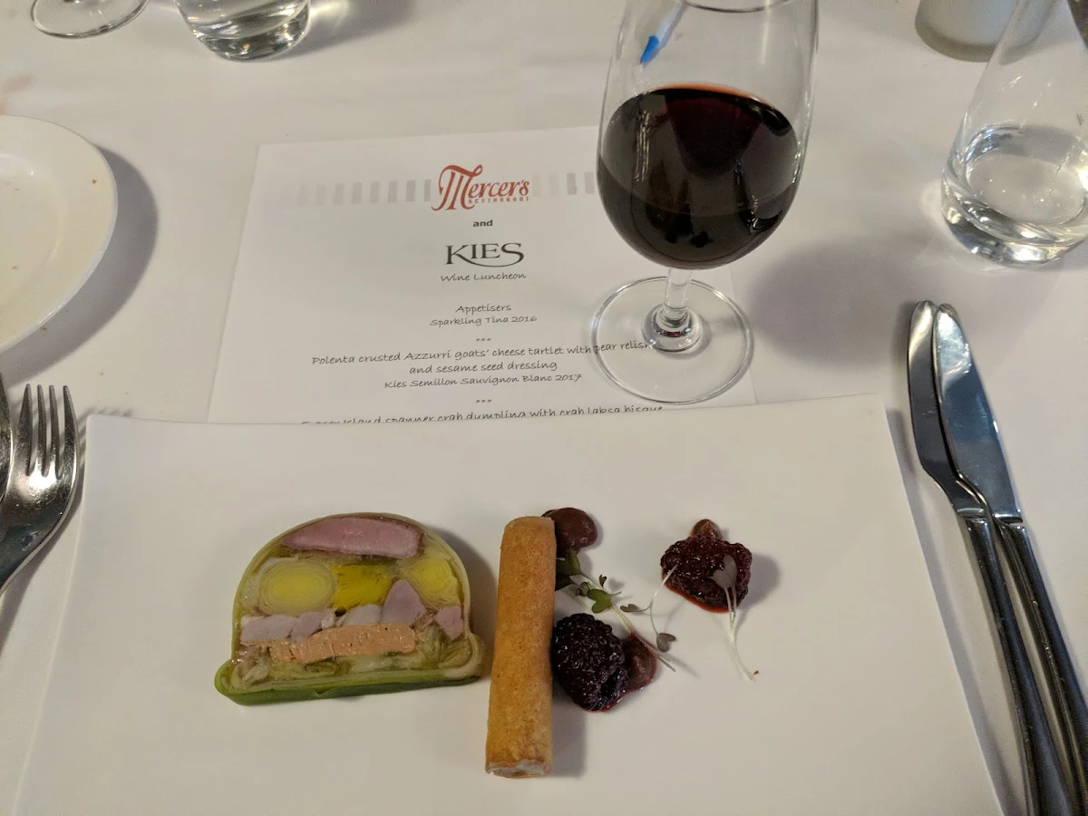 Menu, Mercer's Restaurant