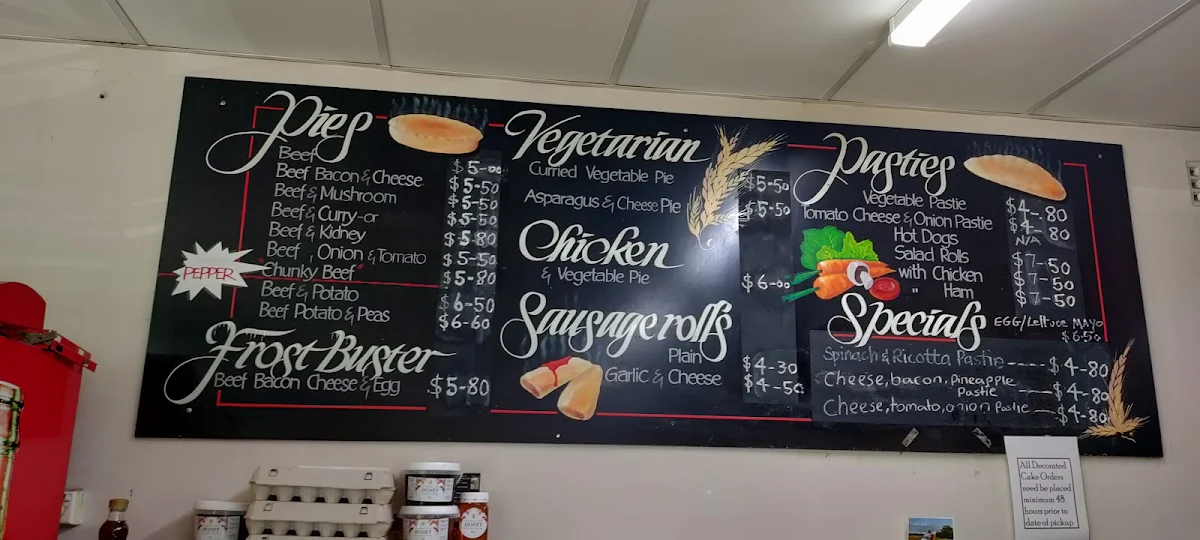 Menu, Dorrigo Bakery