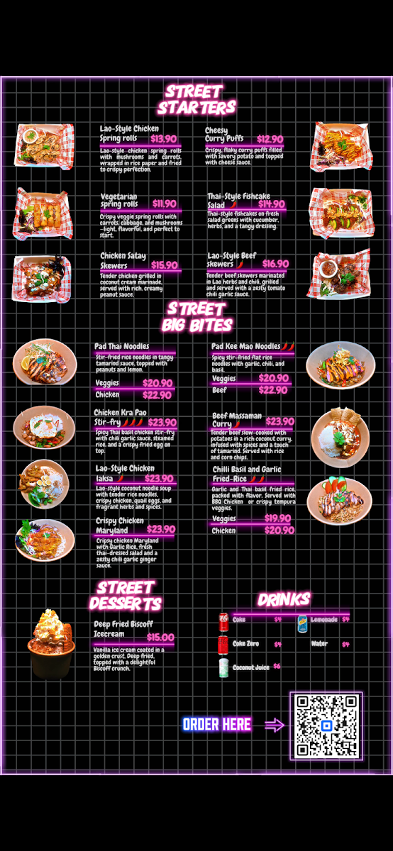 Menu, Two Sisters Lao Thai Street Food Belconnen