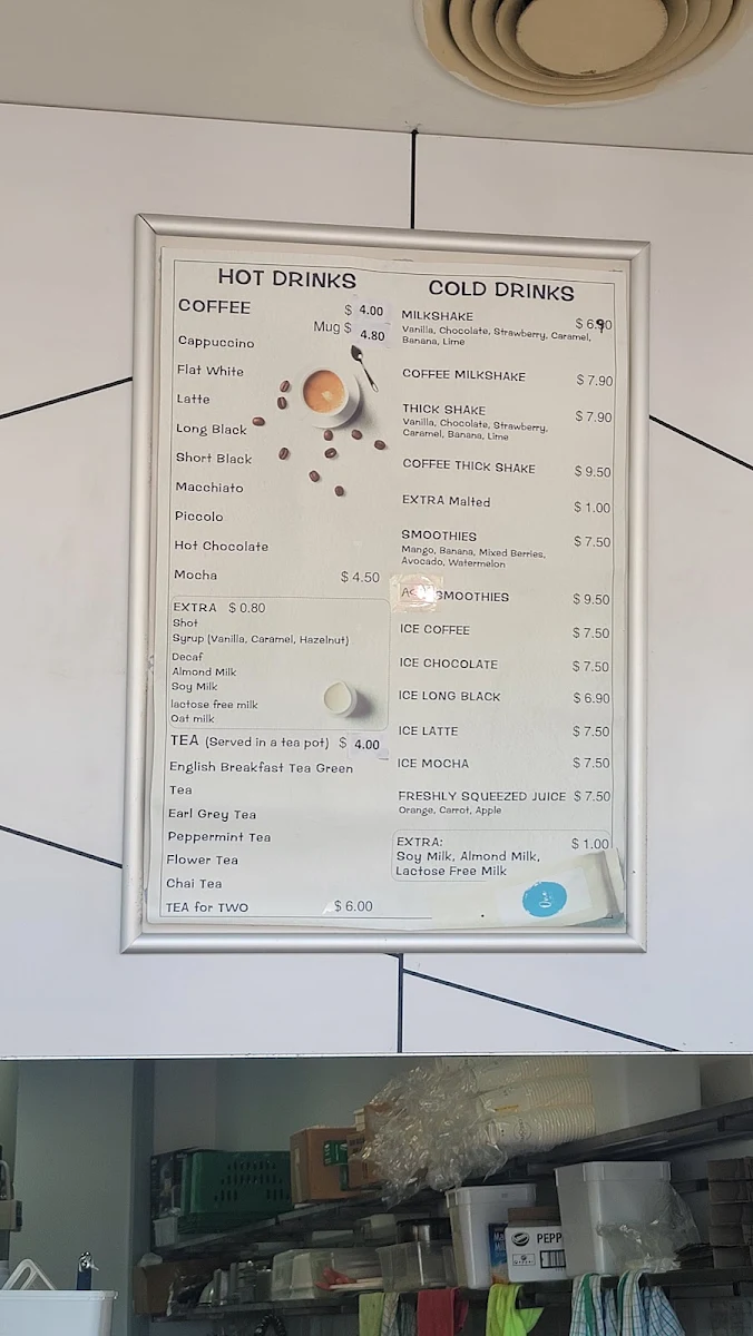 Menu, One Cafe