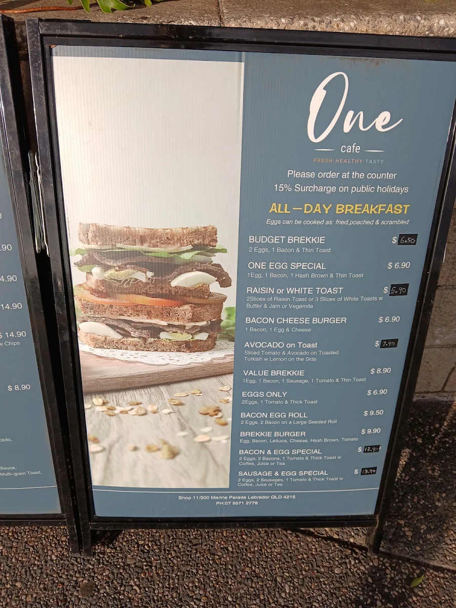Menu, One Cafe