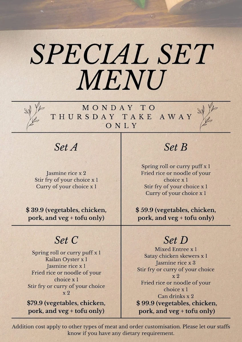 Menu, Kindnesh Thai Restaurant