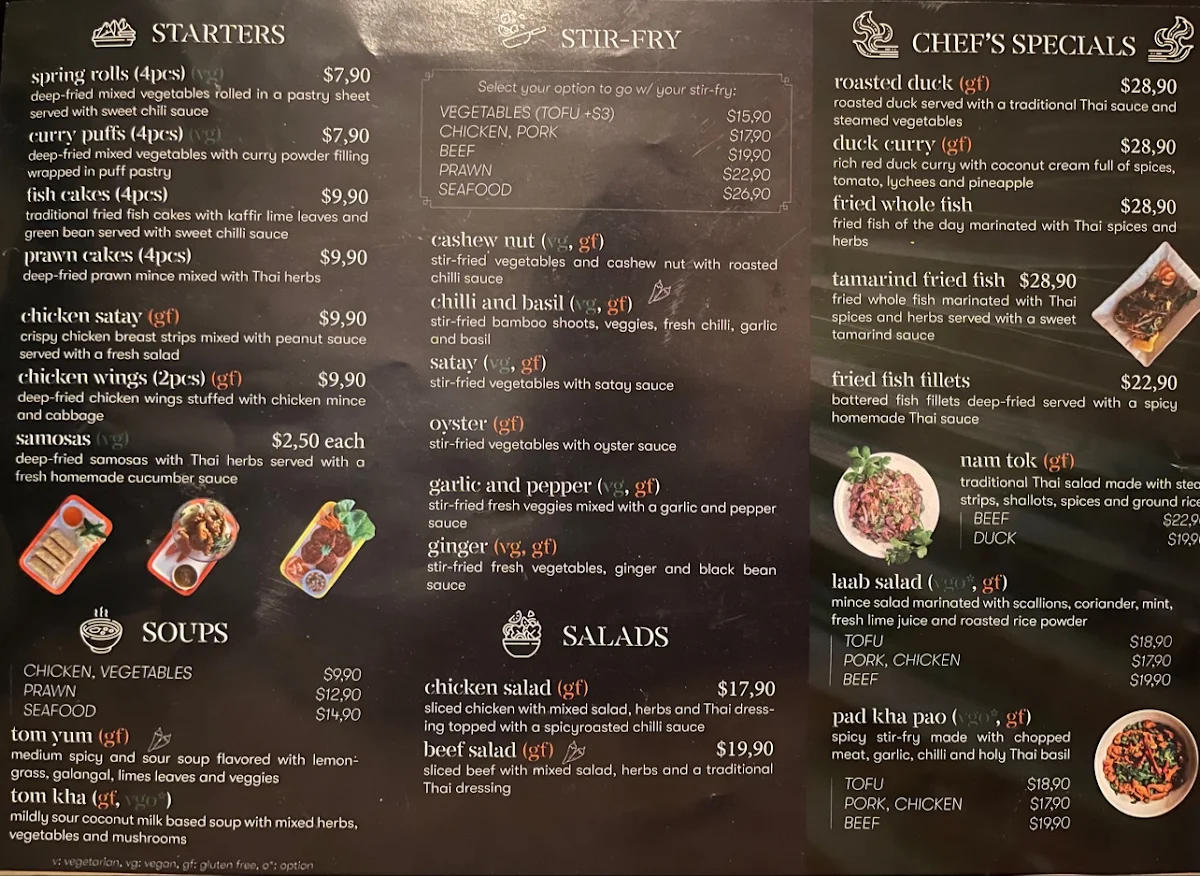 Menu, Kindnesh Thai Restaurant