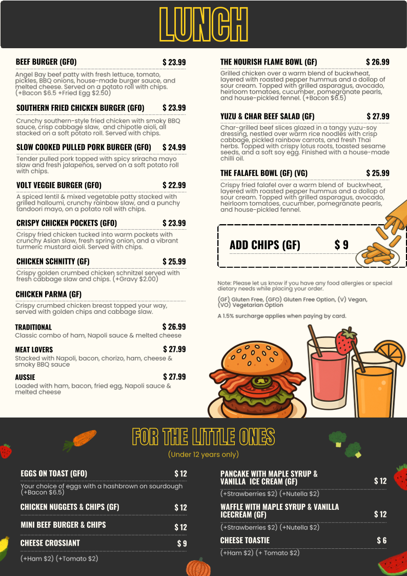 Menu, Volt Cafe | Narre Warren