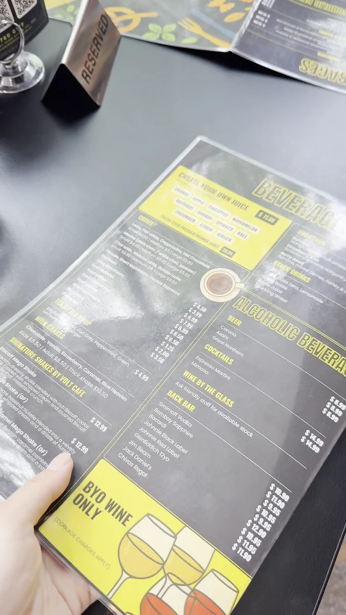 Menu, Volt Cafe | Narre Warren