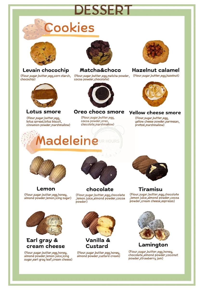 Menu, OUR HOURS bakery cafe