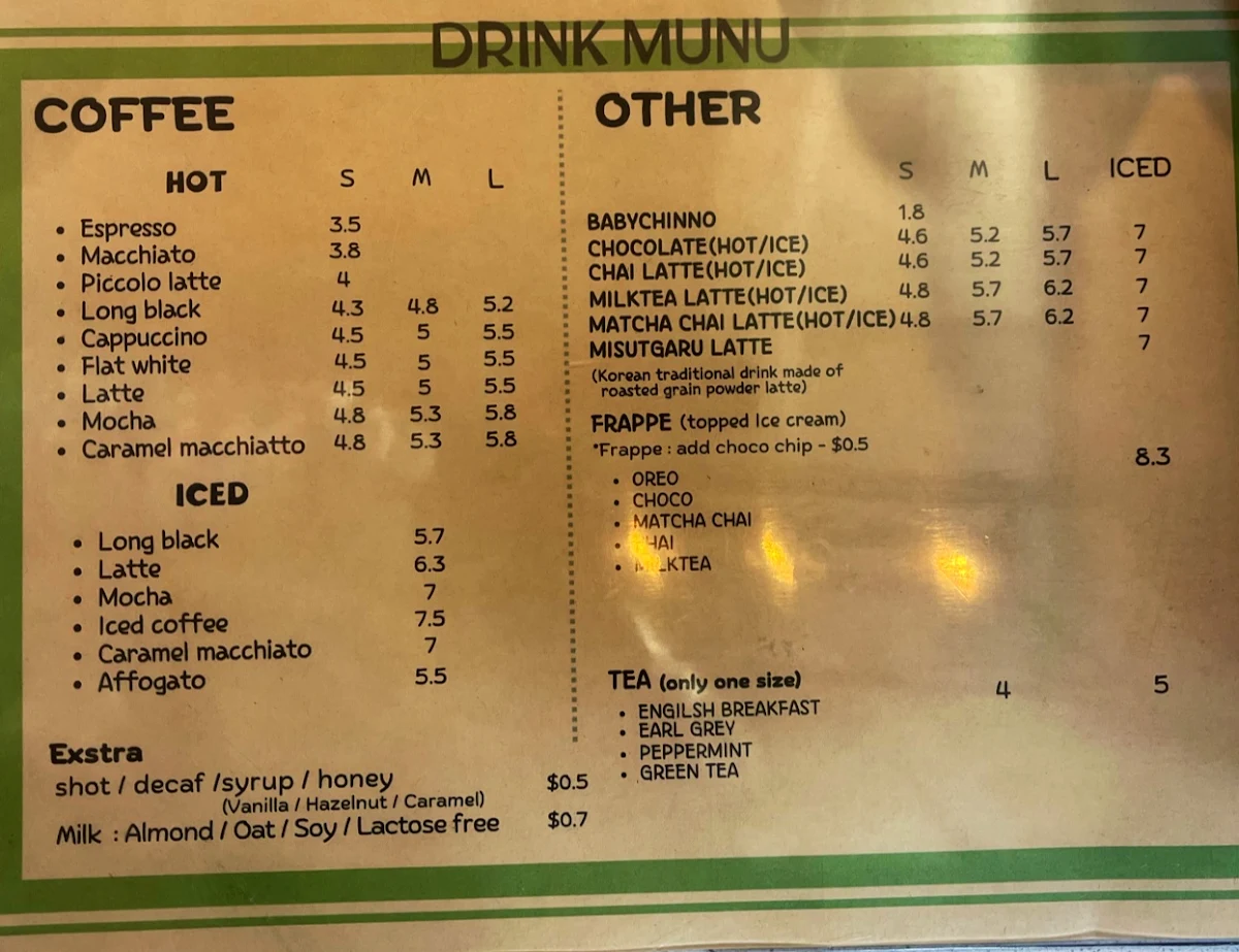 Menu, OUR HOURS bakery cafe