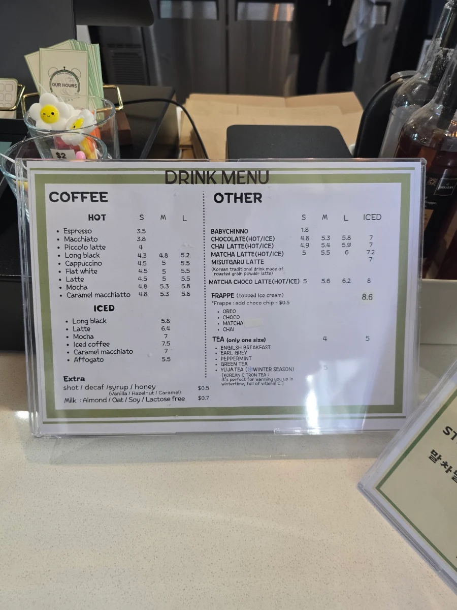 Menu, OUR HOURS bakery cafe