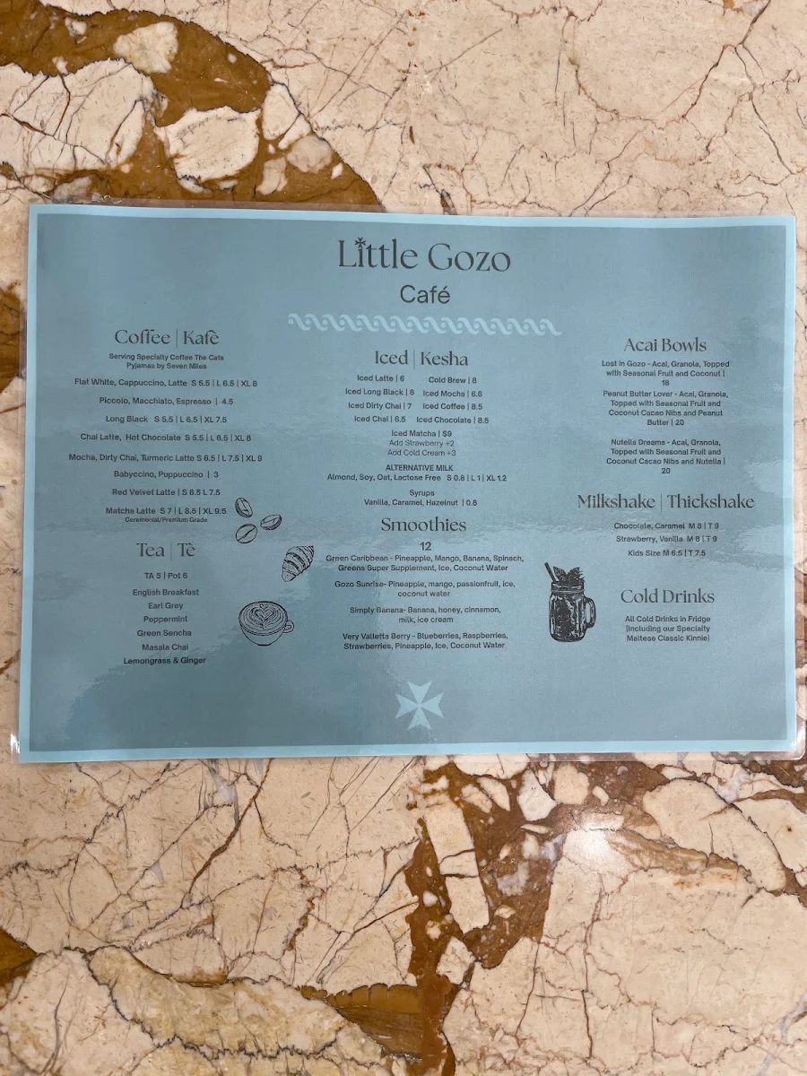 Menu, Little Gozo
