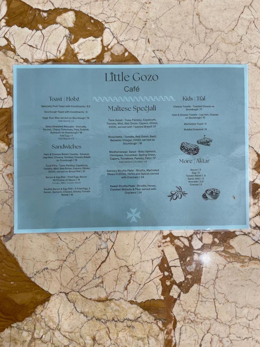 Menu, Little Gozo