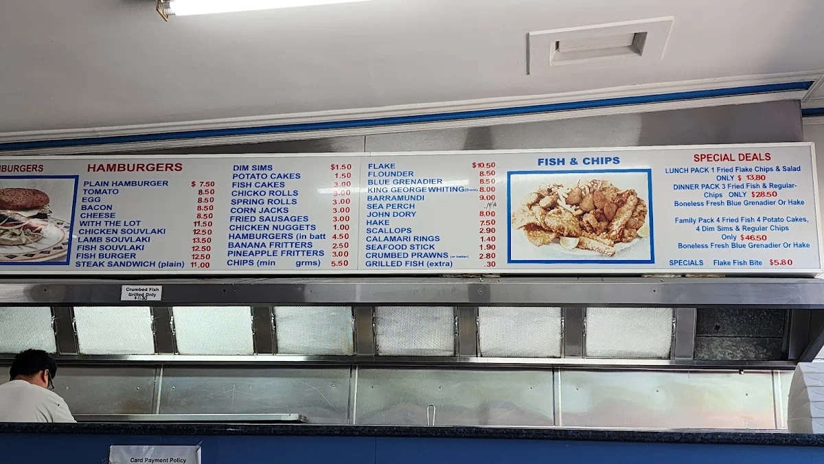 Menu, Angies Fish Shop