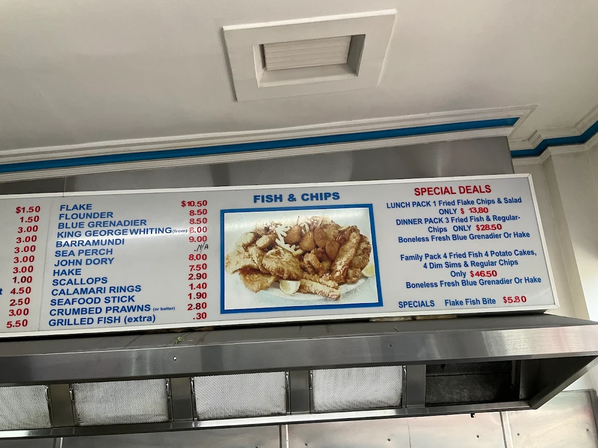 Menu, Angies Fish Shop