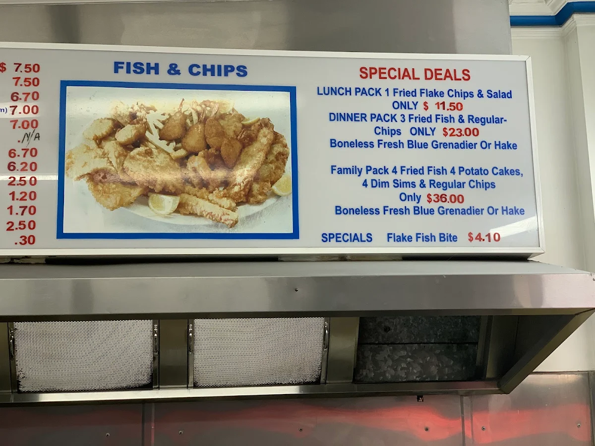 Menu, Angies Fish Shop