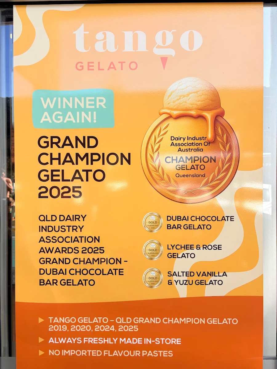 Menu, Tango Gelato Kingscliff