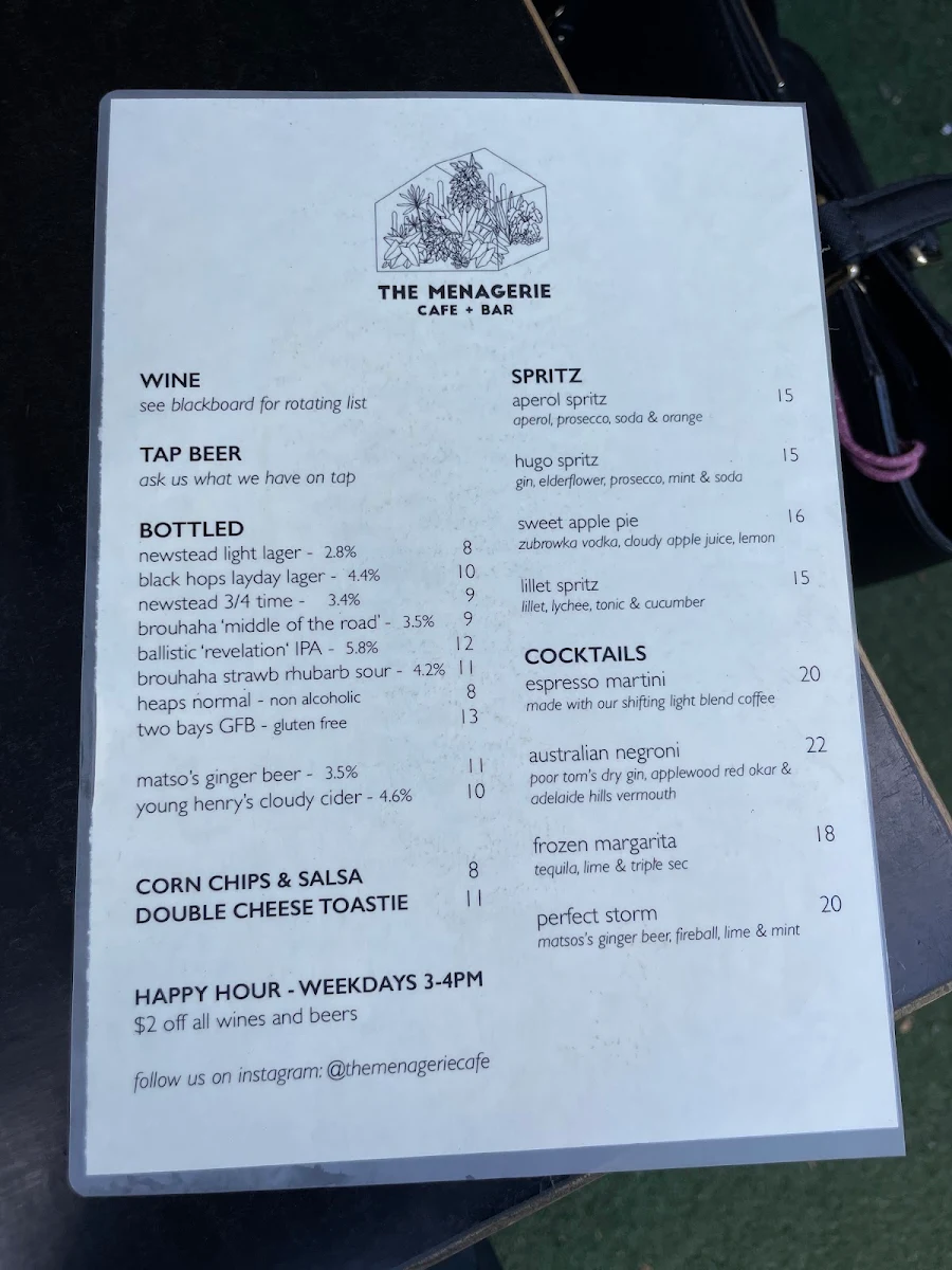 Menu, The Menagerie