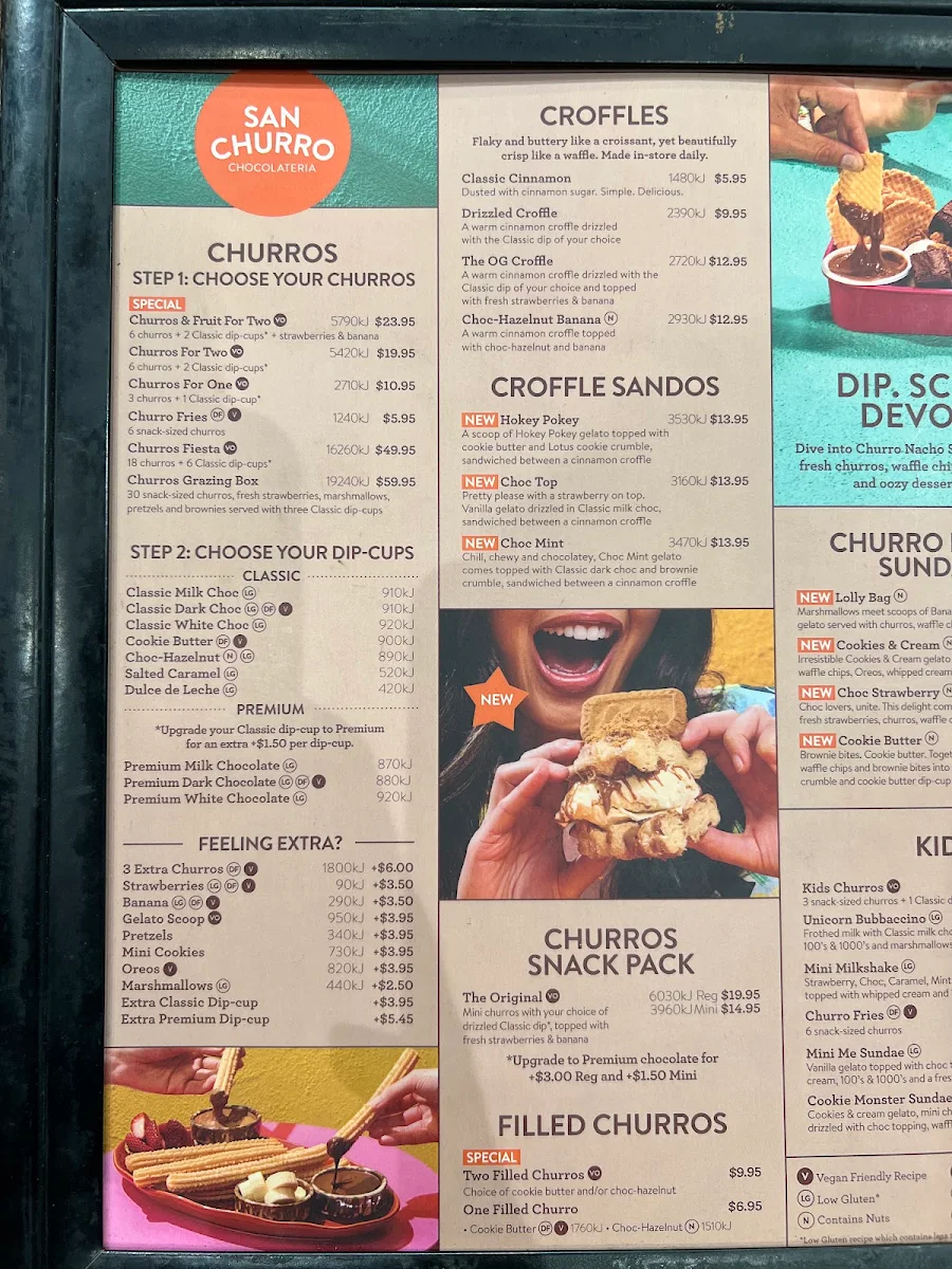 Menu, San Churro Surfers Paradise