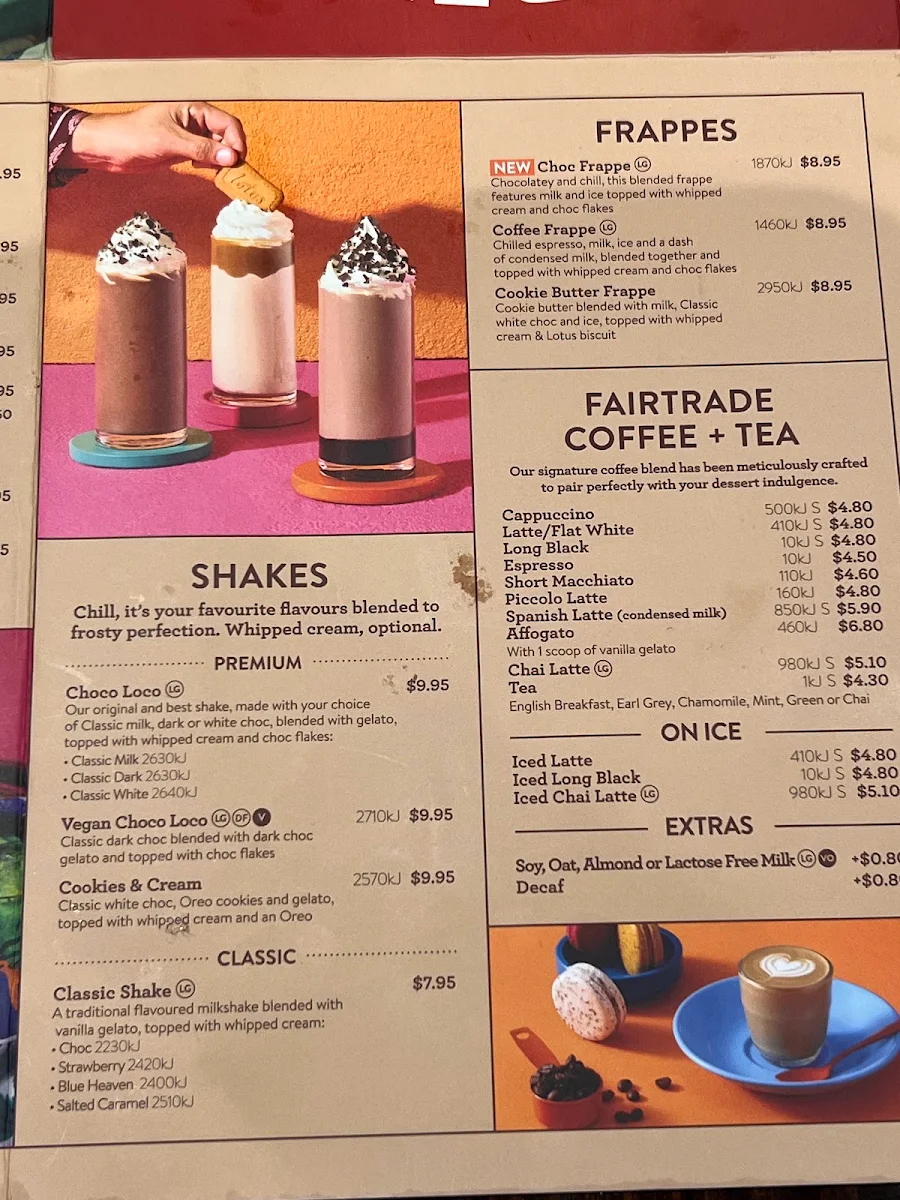 Menu, San Churro Surfers Paradise