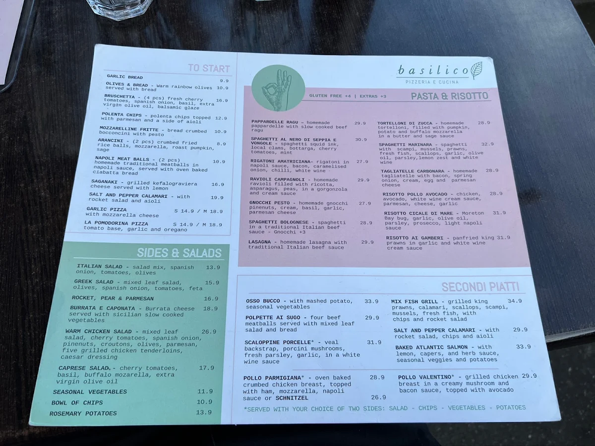 Menu, Basilico