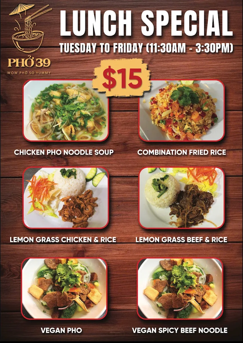 Menu, Pho 39 Campbelltown