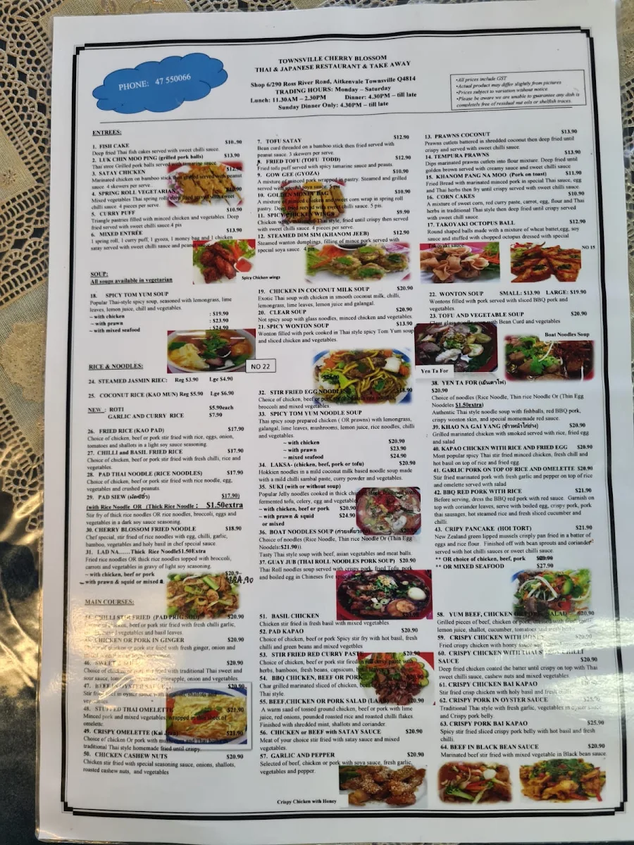 Menu, Cherry Blossom