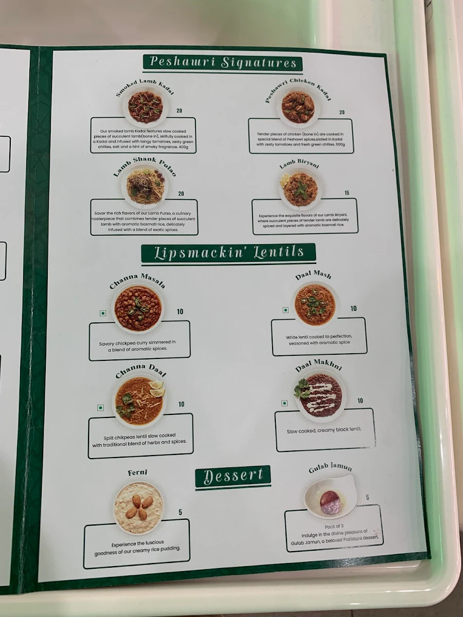 Menu, Peshawri Brunswick