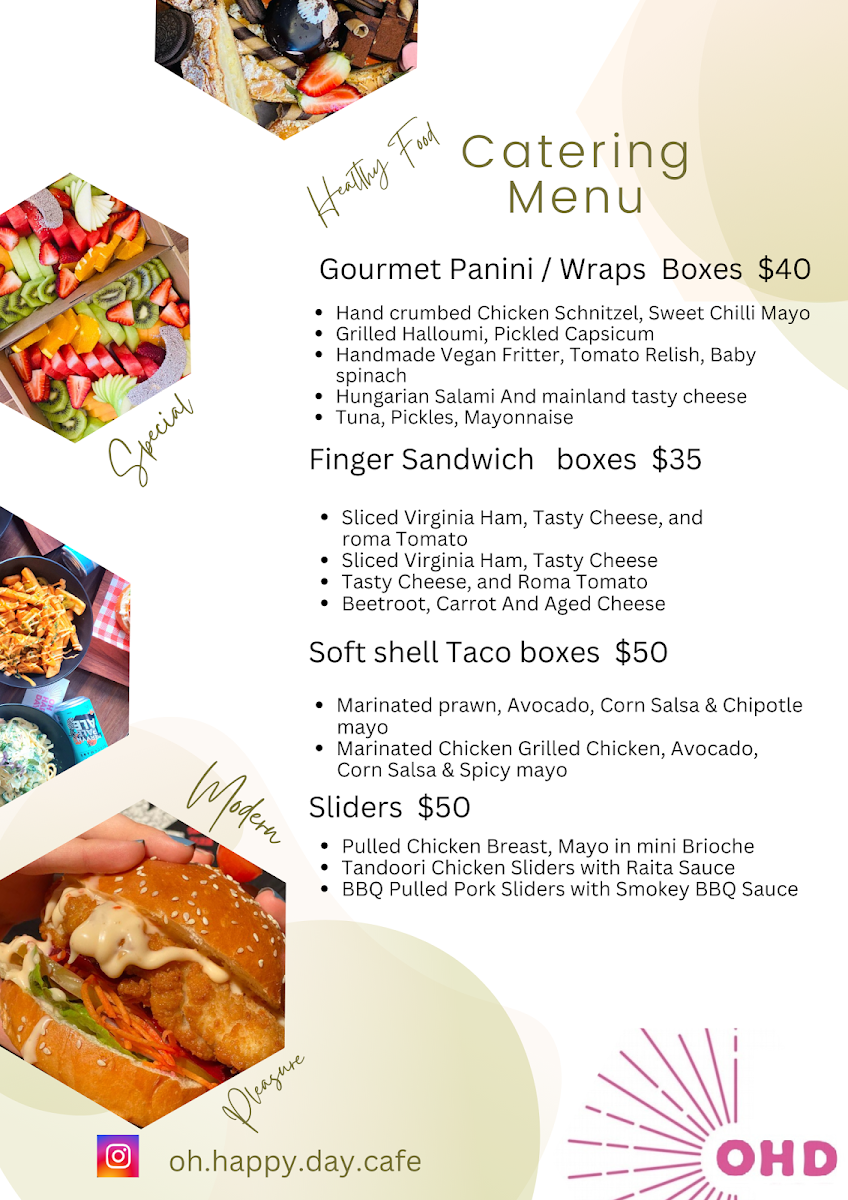 Menu, Oh Happy Day Cafe
