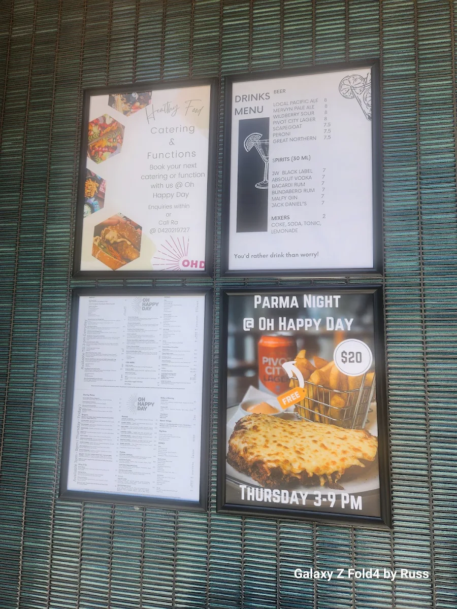Menu, Oh Happy Day Cafe
