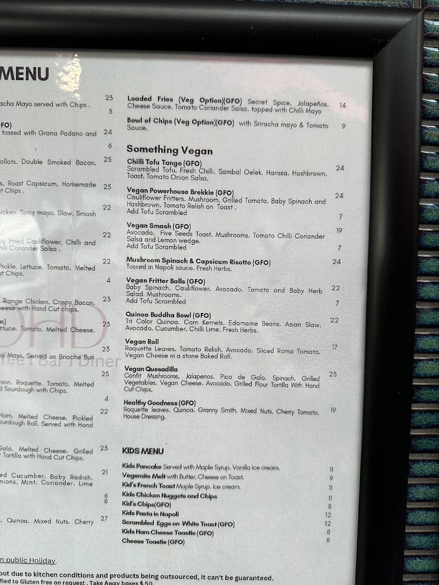 Menu, Oh Happy Day Cafe