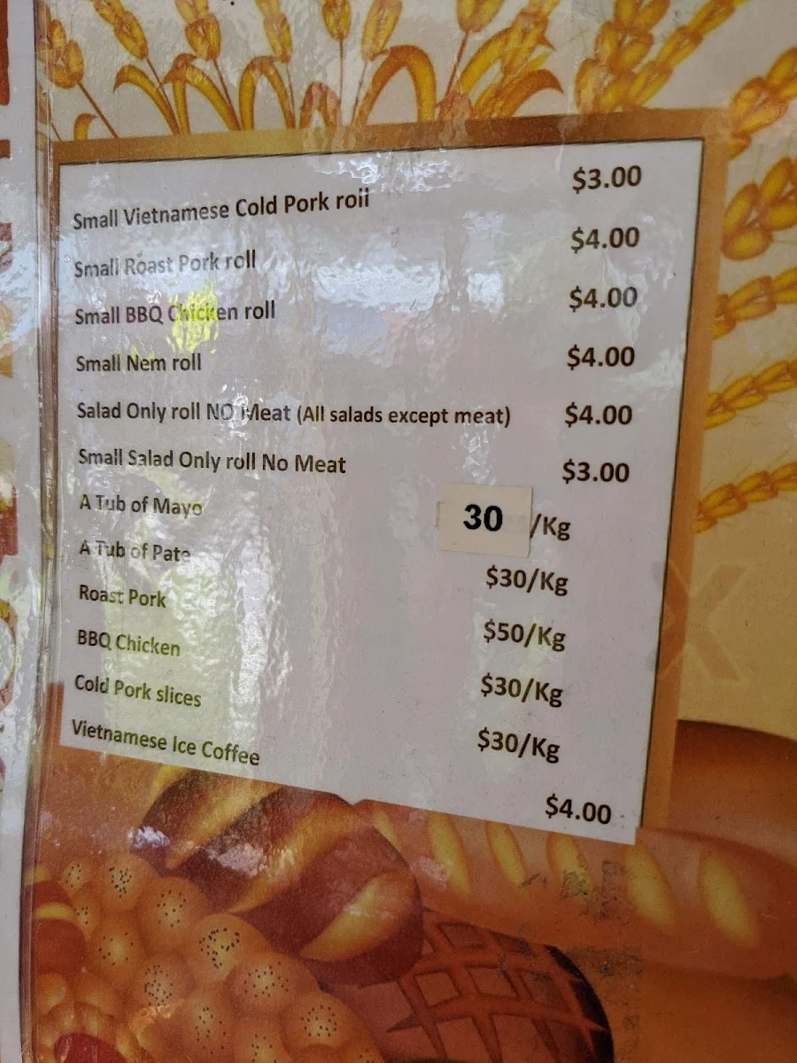 Menu, Hoa Hiep Hot Bread