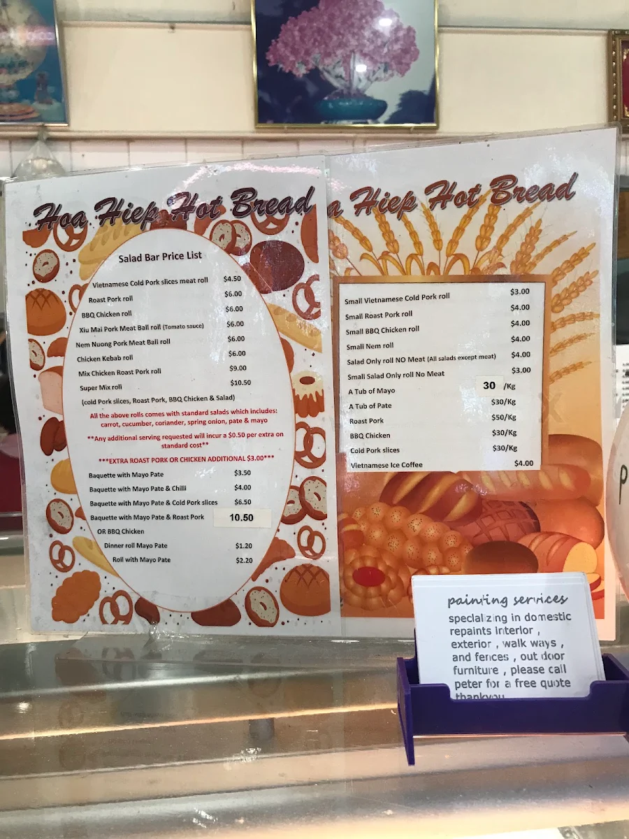Menu, Hoa Hiep Hot Bread