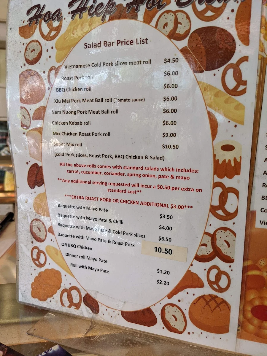 Menu, Hoa Hiep Hot Bread