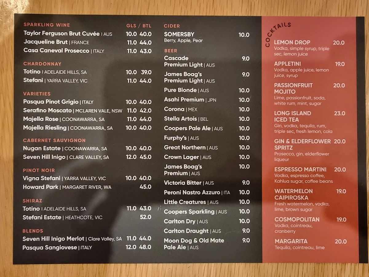 Menu, The Main