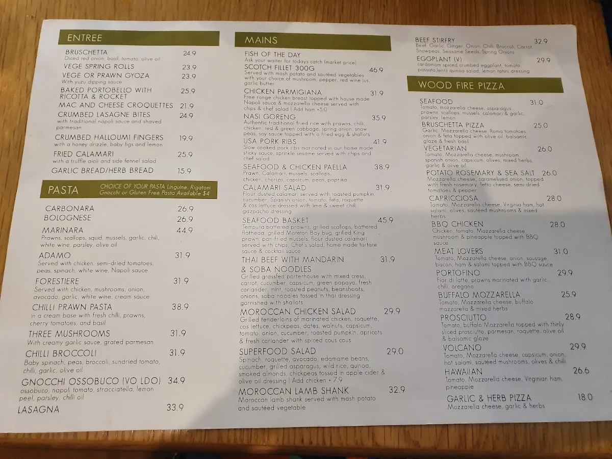 Menu, The Main