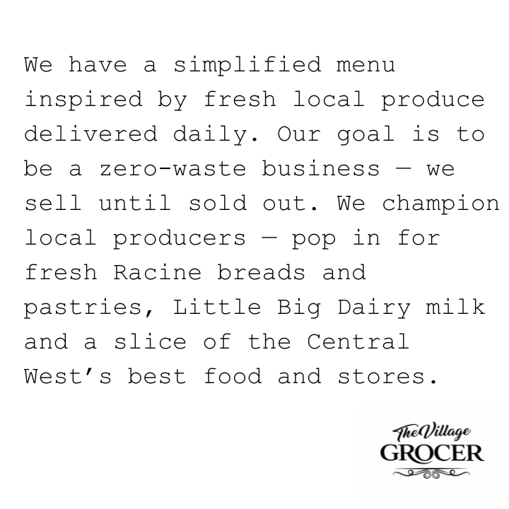 Menu, The Village Grocer Carcoar
