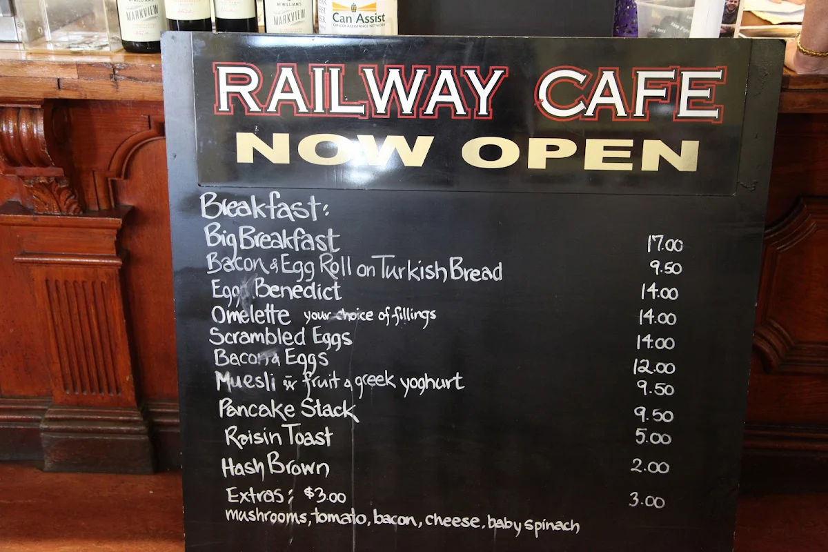 Menu, Junee Railway Station Cafe