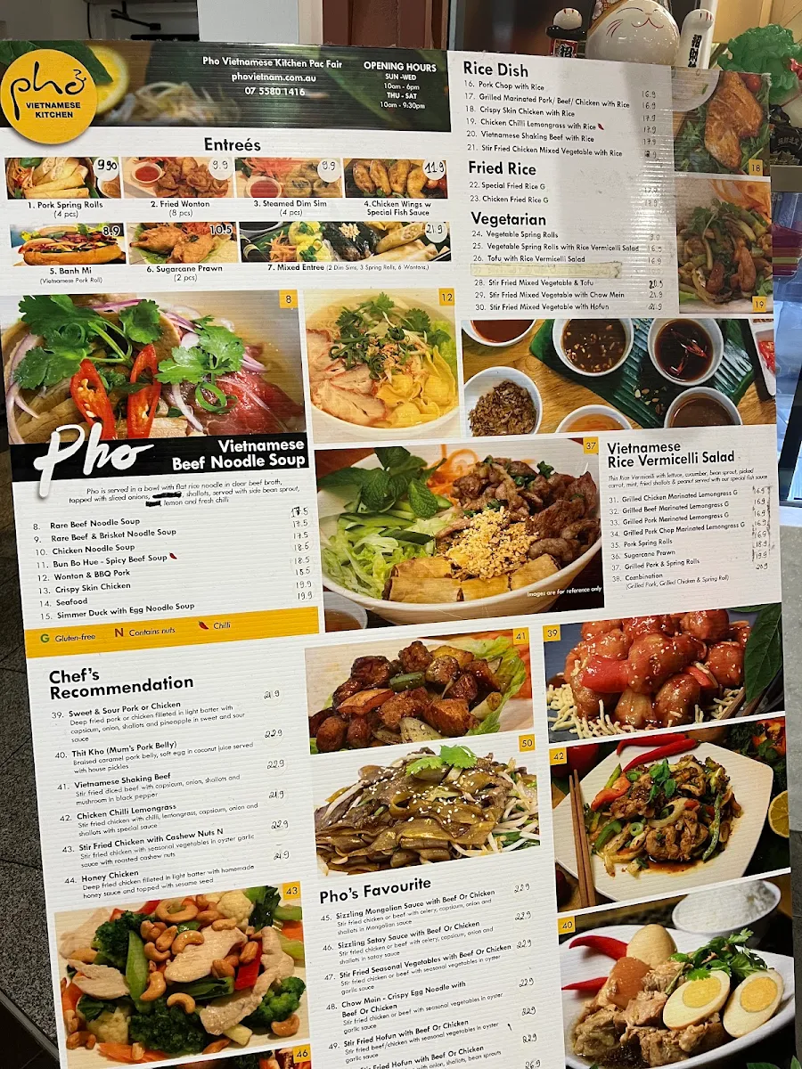 Menu, Pho Broadbeach