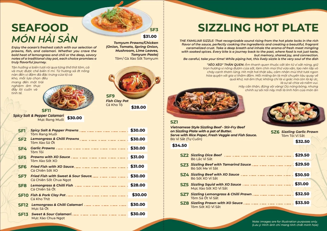 Menu, Saigon River Restaurant