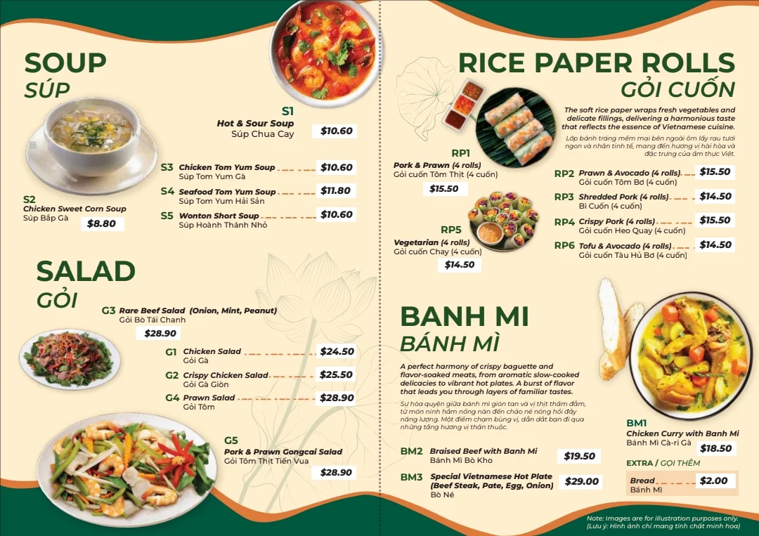Menu, Saigon River Restaurant