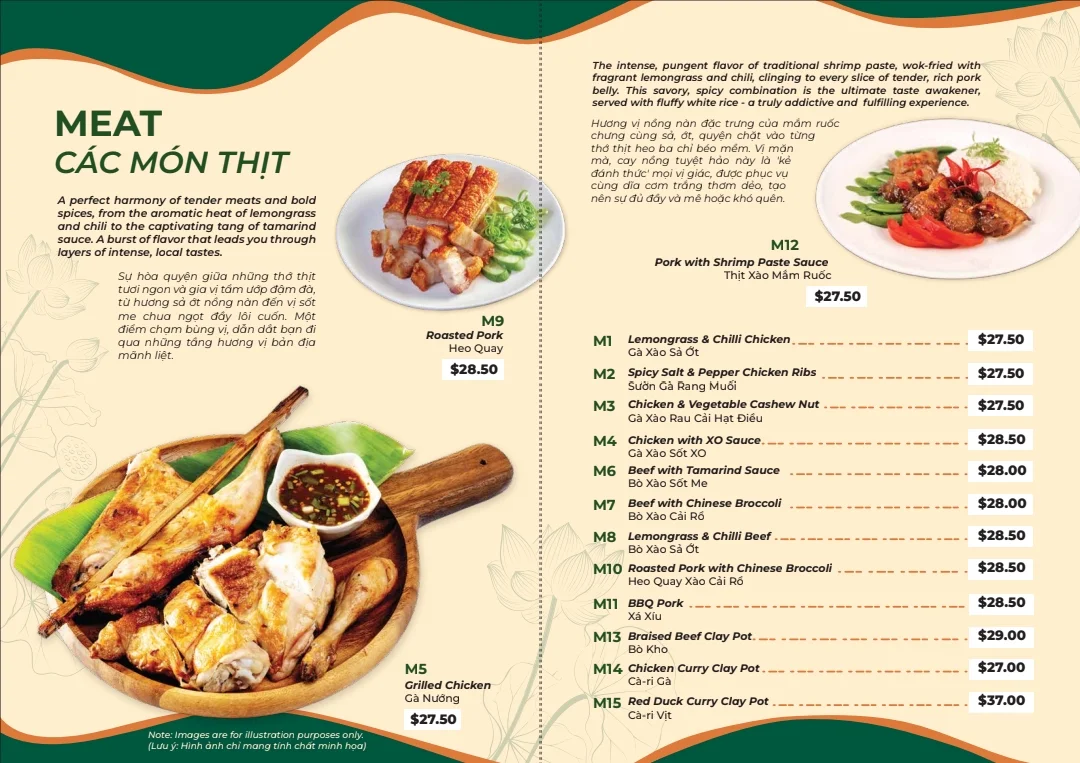 Menu, Saigon River Restaurant